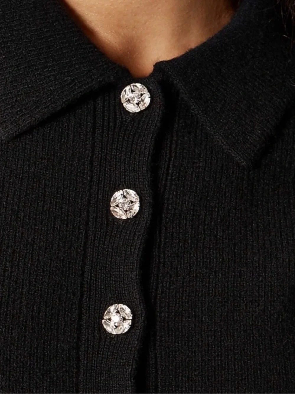 NEW J. Crew Black Milano-stitch cinched-waist cardigan embellished buttons CO602